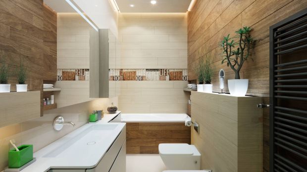 Дизайн ванной в смешанных современных стилях